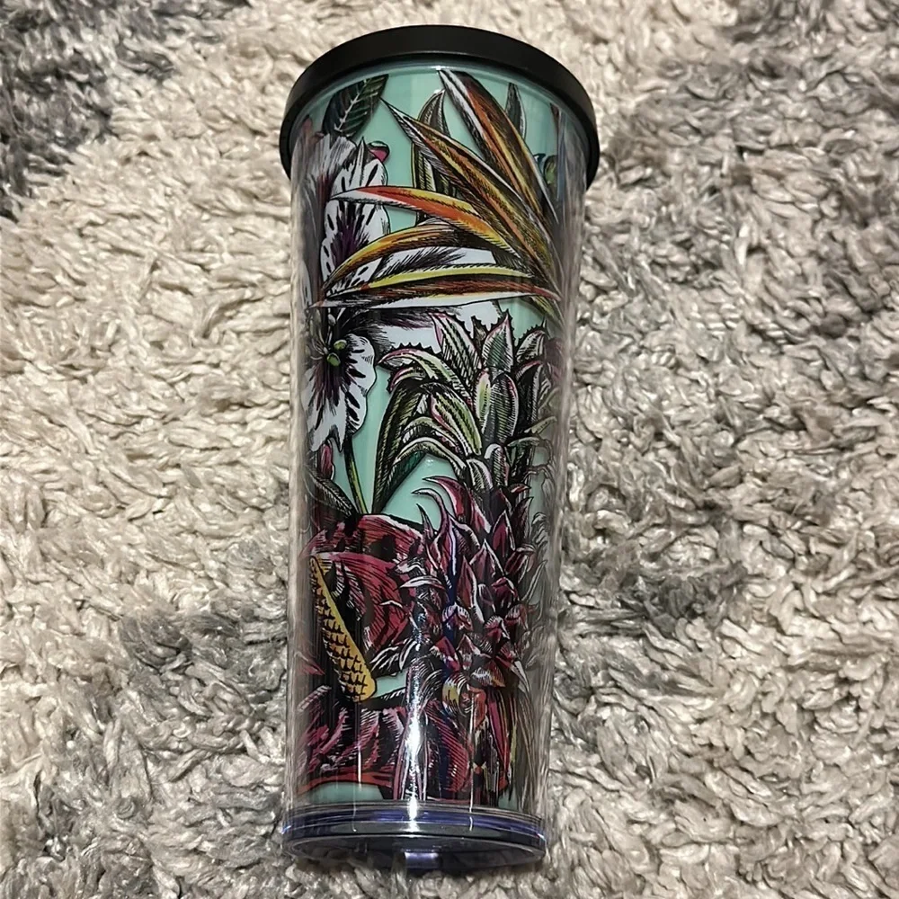 Rare Starbucks Tropical Floral Teal 24 oz Tumbler